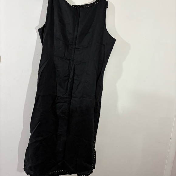 Nikki Valenti 100% Irish Linen Midi Dress Sz 20 Black Embroidered Sleeveless - Picture 12 of 14
